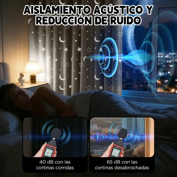 Cortina Estrellas Blackout 270cm X 215 Cm 2pcs Habitacion