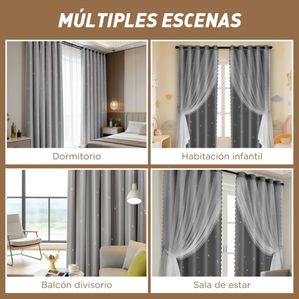 Cortina Estrellas Blackout 280 Cm X 220 Cm, 2pcs