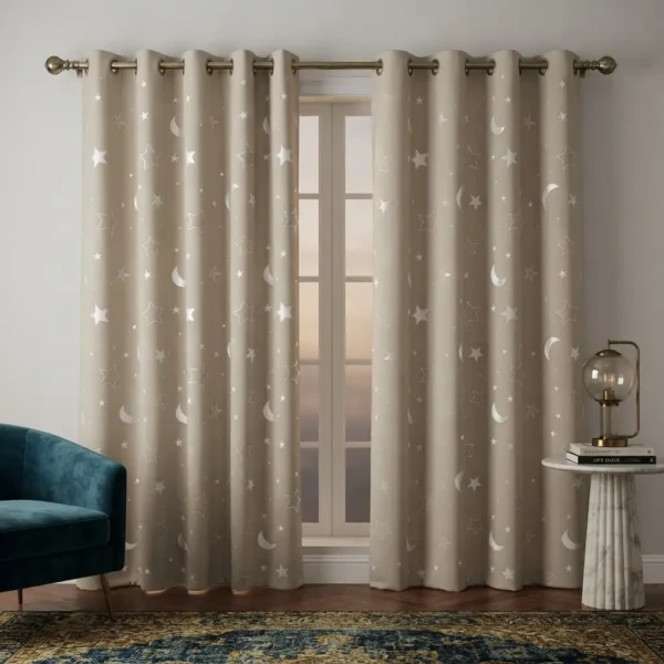 Cortina Estrellas Blackout 270cm X 215 Cm 2pcs Habitacion