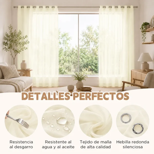 2pcs Cortina Opacas Transparentes 280*220cm Habitacion Sala