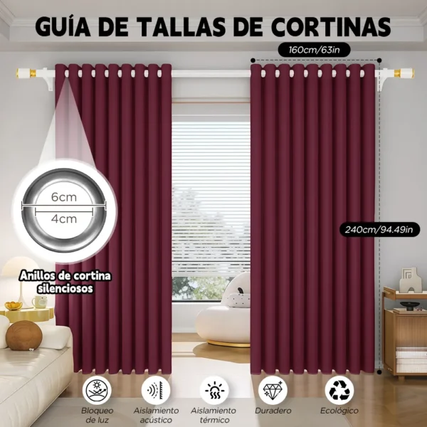 2 Panele Cortinas Blackout Para Ventana 320x240cm Habitacion