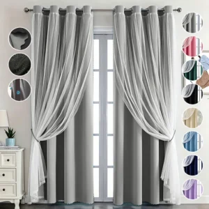 Con Tul Cortina Blackout 264x214cm Para Habitacion Sala 2pcs
