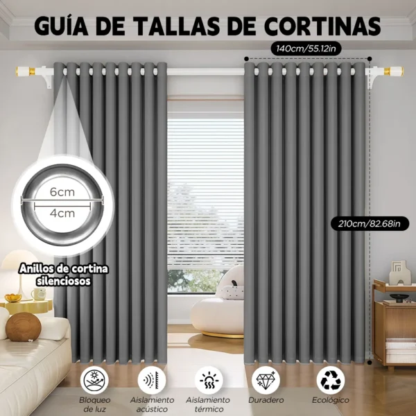 2 Panele Cortinas Blackout Para Ventana 280x210cm Habitacion