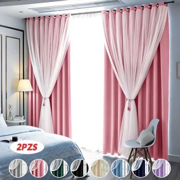 D_NQ_NP_2X_643127-CBT114322525377_072026-F-con-tul-cortina-blackout-270x215cm-para-habitacion-sala-2pcs Con Tul Cortina Blackout 270x215cm Para Habitacion Sala 2pcs