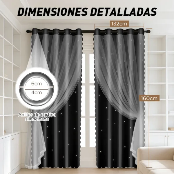 Cortina Estrellas Blackout 264 X 160 Cm, 2 Unidades | Habita