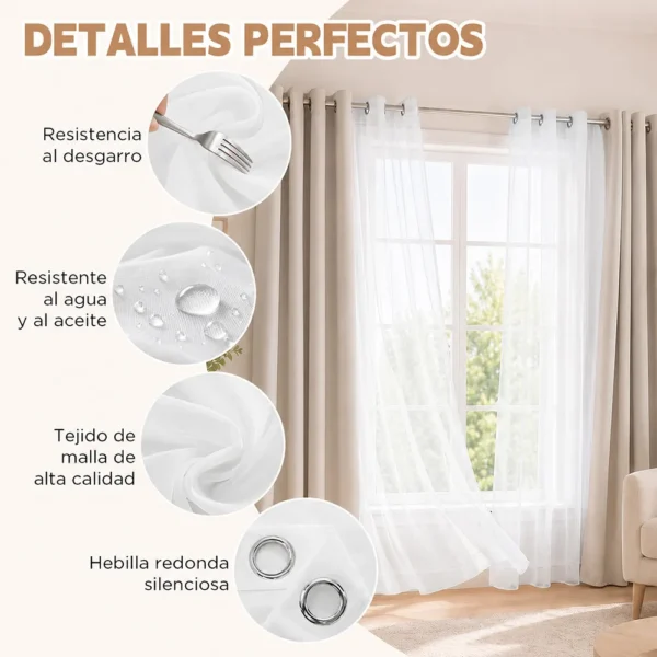 2pc Cortina Opacas Trans-parentes 280×240cm Habita-cion Sala