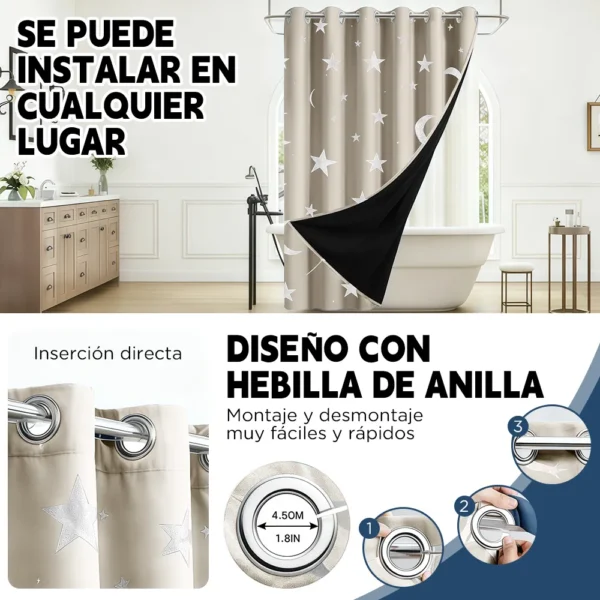 Cortina Estrellas Blackout 270cm X 215 Cm 2pcs Habitacion