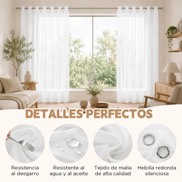 2pcs Cortina Opacas Transparentes 264*214cm Habitacion Sala