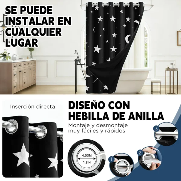 Cortina Blackout Luna Y Estrellas 280x240cm Cuarto Sala 2pcs