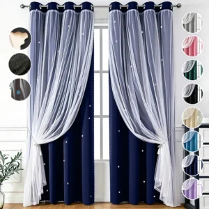 Cortina Estrellas Blackout 270 Cm X 215 Cm, 2 Unidades
