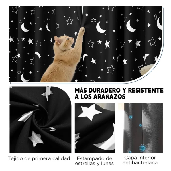 2pcs Cortina Blackout Luna Y Estrellas 280x220cm Cuarto Sala