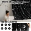 2pcs Cortina Blackout Luna Y Estrellas 280x220cm Cuarto Sala