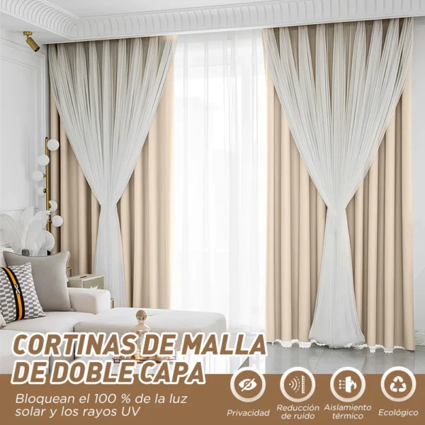 Con Tul Cortina Blackout 280x240cm Para Habitacion Sala 2pcs