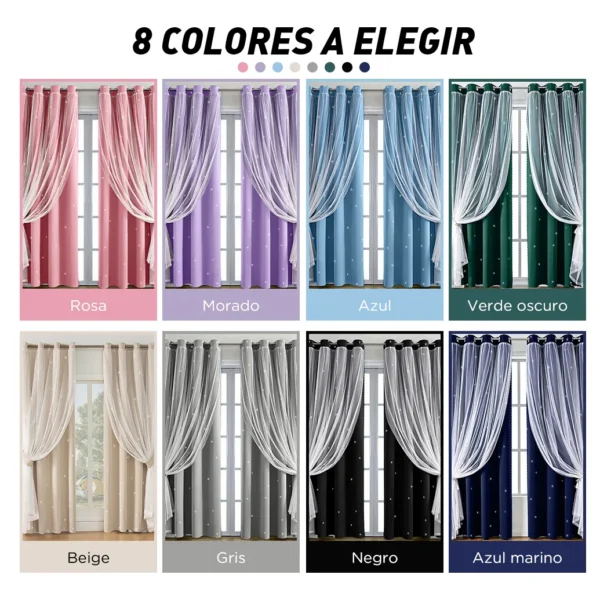 Cortina Estrellas Blackout 270 Cm X 215 Cm, 2 Unidades