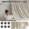 Cortina Blackout Luna Y Estrellas 300x230cm Cuarto Sala 2pcs