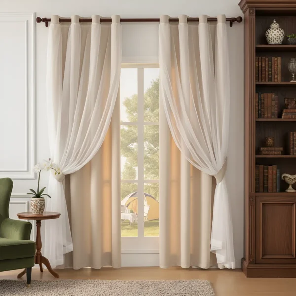 Con Tul Cortina Blackout 280x240cm Para Habitacion Sala 2pcs