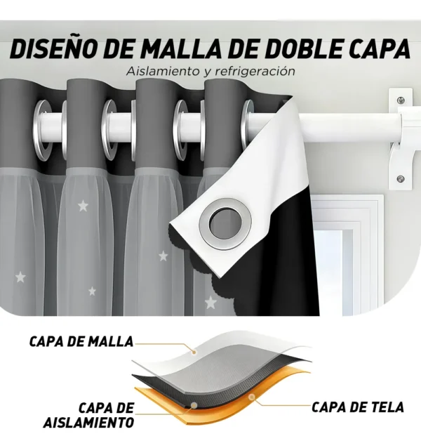 Cortina Estrellas Blackout 200 X 130 Cm, 2 Unidades | Habita