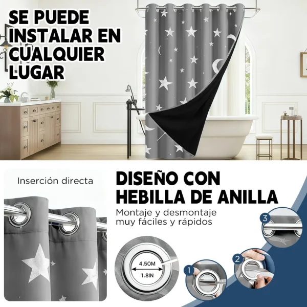 2pcs Cortina Blackout Luna Y Estrellas 264x214cm Cuarto Sala