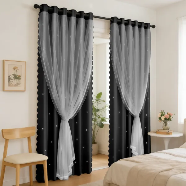 Cortina Estrellas Blackout 264 X 160 Cm, 2 Unidades | Habita