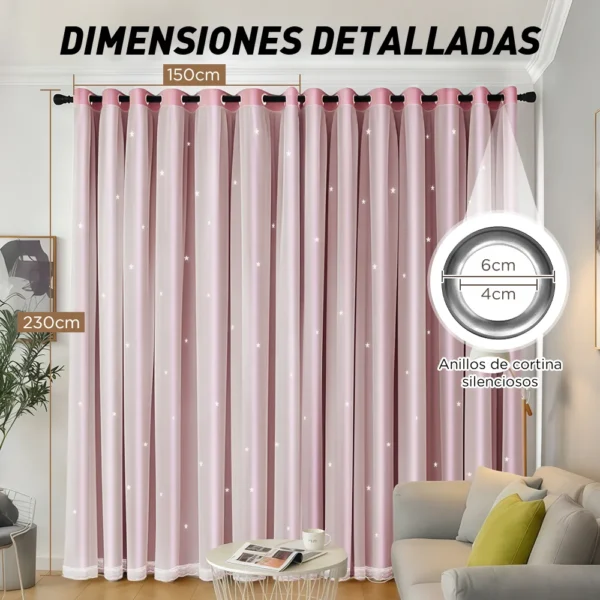 Cortina Estrellas Blackout 300 X 230 Cm, 2 Unidades | Habita