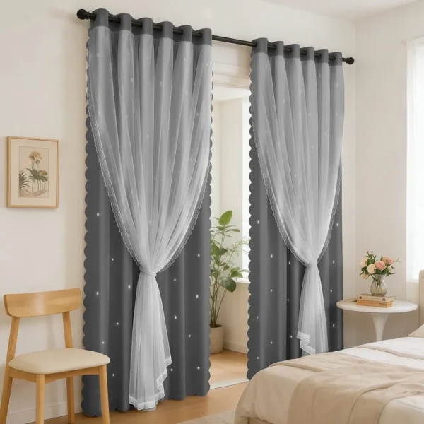 Cortina Estrellas Blackout 200 X 130 Cm, 2 Unidades | Habita