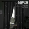 2pz Cortina Estrellas Blackout Opaca 280x240cm Cuarto Sala