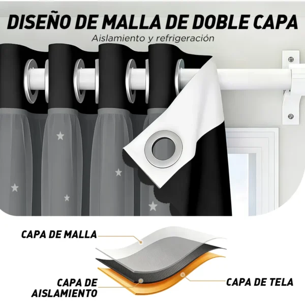 Cortina Estrellas Blackout 264 X 160 Cm, 2 Unidades | Habita