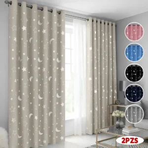 Cortina Blackout Luna Y Estrellas 300x230cm Cuarto Sala 2pcs