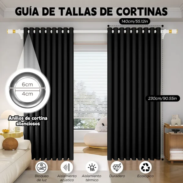 2 Panele Cortinas Blackout Para Ventana 280x230cm Habitacion