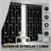 2pcs Cortina Blackout Luna Y Estrellas 280x220cm Cuarto Sala