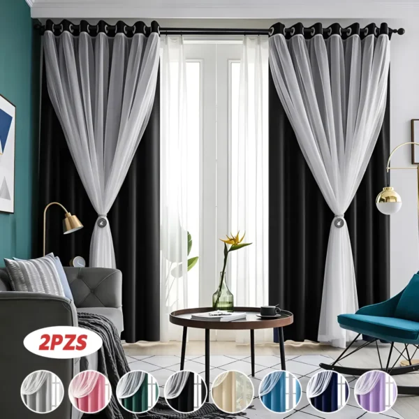 D_NQ_NP_2X_873764-CBT113585418665_062026-F-con-tul-cortina-blackout-264x160cm-para-habitacion-sala-2pcs Con Tul Cortina Blackout 264x160cm Para Habitacion Sala 2pcs