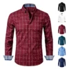 Camisa Casual Hombre Manga Larga Cuadros