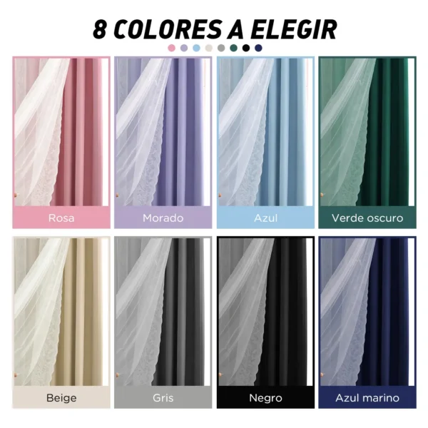 Con Tul Cortina Blackout 264x214cm Para Habitacion Sala 2pcs
