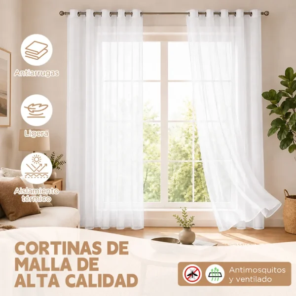 2pcs Cortina Opacas Transparentes 264*214cm Habitacion Sala