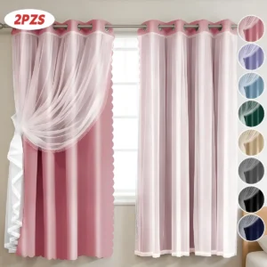 Con Tul Cortina Blackout 280x220cm Para Habitacion Sala 2pcs