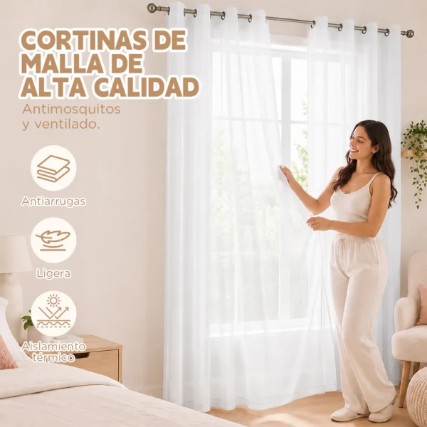 2pc Cortina Opacas Trans-parentes 280×240cm Habita-cion Sala