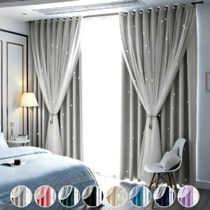 2pz Cortina Estrellas Blackout Opaca 280x240cm Cuarto Sala