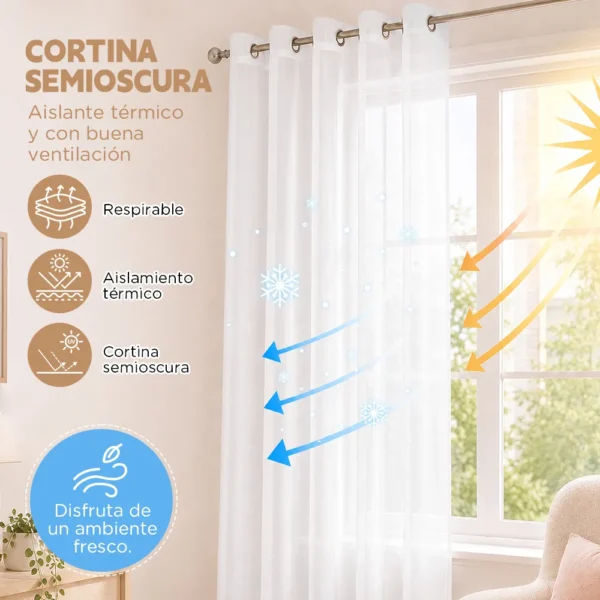 2pc Cortina Opacas Trans-parentes 280×240cm Habita-cion Sala