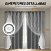 Con Tul Cortina Blackout 264x214cm Para Habitacion Sala 2pcs