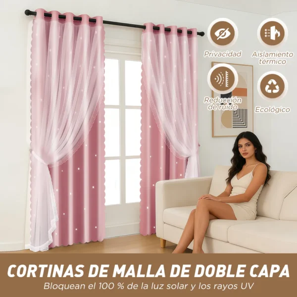 Cortina Estrellas Blackout 300 X 230 Cm, 2 Unidades | Habita