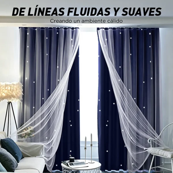 Cortina Estrellas Blackout 270 Cm X 215 Cm, 2 Unidades