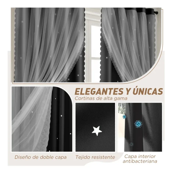 Cortina Estrellas Blackout 264 X 160 Cm, 2 Unidades | Habita