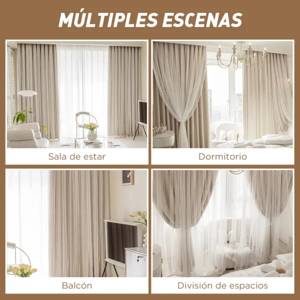Con Tul Cortina Blackout 280x240cm Para Habitacion Sala 2pcs