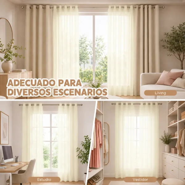 2pcs Cortina Opacas Transparentes 280*220cm Habitacion Sala